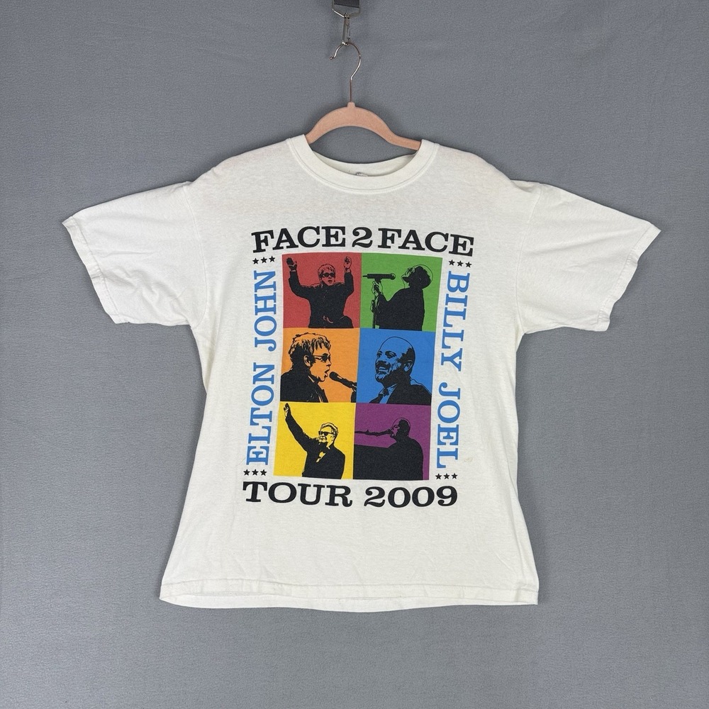 Vintage 2009 Billy Joel And Elton John Shirt Face 2 Face Tour Tshirt Mens Large